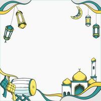 Ramadan Kareem with Hand drawn Islamic Illustration ornament on White Background vector