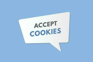 Accept Cookies text Button. Accept Cookies Sign Icon Label Sticker Web Buttons vector