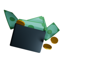 3d ilustración de moneda billetera elemento. png