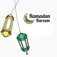 Hand drawn Sketch of lantern for ramadan greetings card vector