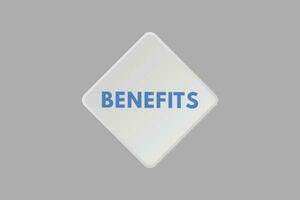 Benefits text Button. Benefits Sign Icon Label Sticker Web Buttons vector