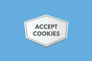 Accept Cookies text Button. Accept Cookies Sign Icon Label Sticker Web Buttons vector