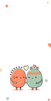 mignonne mascotte Patate couple personnage avec cœurs et copie espace. l'amour ou Valentin concept. png