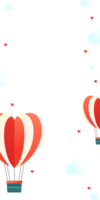 Illustration Of Heart Shape Hot Air Balloons  With Clouds And Copy Space. Love Or Valentine's Day Concept. png