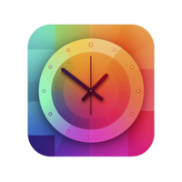 Icon with clock for app on the transparent background, created with png