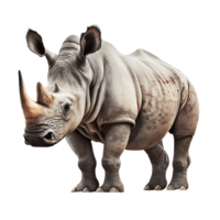 A majestic rhinoceros isolated on transparent background, created with png