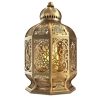 Arabic gold vintage luminous lantern on transparent background, created with png