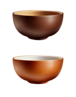 Brown ceramic bowl on transparent background, created with png
