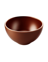 Brown ceramic bowl on transparent background, created with png