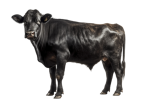 Black angus cow on transparent background, created with png