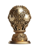 Gold football trophy on transparent background, created with png