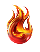 Fire symbol on transparent background, created with png