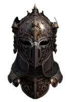 Front view of medieval knight helmet, isolated on transparent background, created with png