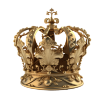 Royal gold crown on transparent background, created with png