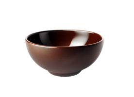 Brown ceramic bowl on transparent background, created with png
