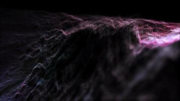 asteróide mosca fractal azul nebulosa com planeta nuvens brilhante Centro do iluminação dentro a universo ciclo animação video