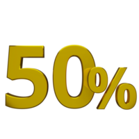 3D Gold 50 Percent Discount png