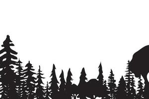 Vector collection of black pine trees on white background