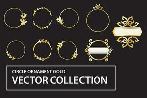 Gold round frame collection. Round shape bordered on white background. Geometric line circle design element. Vector illustration.