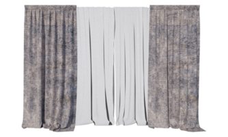 curtains blackout with curtains sheer in PNG isolated on transparent background. with a 3D image rendering