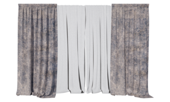 curtains blackout with curtains sheer in PNG isolated on transparent background. with a 3D image rendering