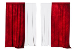 cortinas rojo apagón con cortinas escarpado en png aislado en transparente antecedentes. con un 3d imagen representación