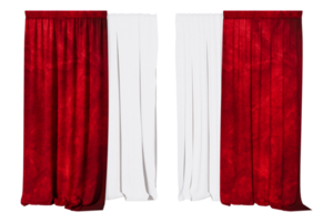 cortinas vermelho queda de energia com cortinas puro dentro png isolado em transparente fundo. com uma 3d imagem Renderização