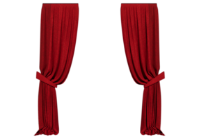 curtains red classical blackout in PNG isolated on transparent background. with a 3D image rendering