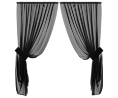 curtains sheer Black in PNG isolated on transparent background. with 3D rendering