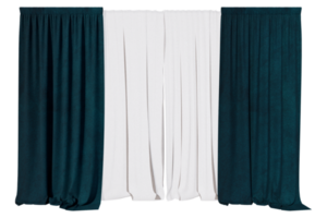 curtains green velvet blackout with curtains sheer in PNG isolated on transparent background. with a 3D image rendering