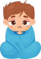 sick boy wrapped in blanket png