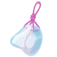 Tied Crystals with a Pink Rope Knot. Healing Transparent Quartz. Blue Gradient Transparent Bright Gemstone. The Magic Stone png
