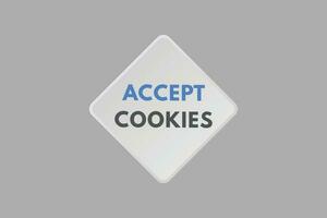 Accept Cookies text Button. Accept Cookies Sign Icon Label Sticker Web Buttons vector