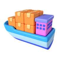 Cargo Ship 3D Illustration Icon png