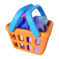 compras cesta lleno 3d ilustración icono png