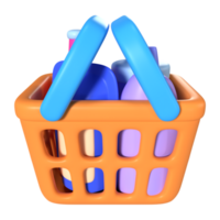 compras cesta lleno 3d ilustración icono png