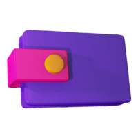 violet Couleur portefeuille et argent illustration conception dans 3d style. png