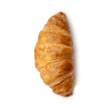 top visie van croissant geïsoleerd met knipsel pad en schaduw in PNG het dossier formaat