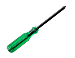 Black screwdriver with green handle isolated with clipping path in png file format