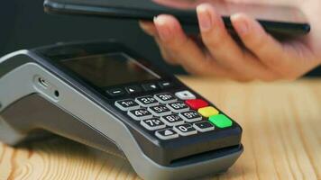 Contactless payment with your smartphone. Wireless payment concept video