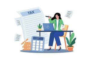 Accountant Prepares Tax Returns For Small Business vector