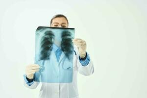 a nurse in a white coat x-ray examination diagnostics photo