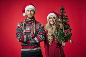 linda casado Pareja en nuevo año ropa fiesta Navidad estudio foto