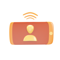 Orange Wifi Connect User Cartoon In Smartphone Screen 3D Icon. png