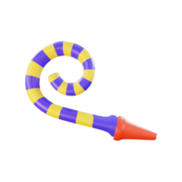 Yellow And Purple Party Blower 3D Render Icon. png