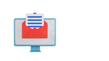 3D Render Of Email Or Newsletter In Desktop Screen Element. png