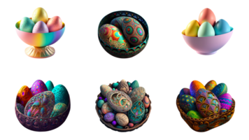 Different Type Easter Egg Stand For Bowl Element In 3D Render. png