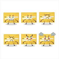 Payment check paper cartoon character with various angry expressions vector