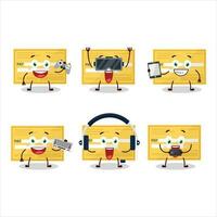 Payment check paper cartoon character are playing games with various cute emoticons vector