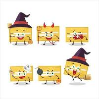 Halloween expression emoticons with cartoon character of payment check paper vector